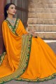 Resham,zari,pierre,saris de soie brodé en orange