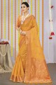 tissage sari en organza jaune avec chemisier
