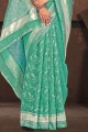 zari, tissage de coton sari vert de mer avec chemisier