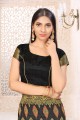 sari banarasi en coton noir avec tissage