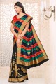 tissage du sari banarasi en coton noir