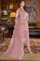 costume pakistanais rose en fausse georgette brodée