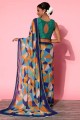 Saris en soie d’art multicolore brodée, imprimée
