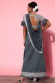 soie d'art et sari gris avec chemisier