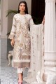 Faux costume pakistanais Georgette brodé en blanc