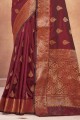 zari,tissage sari en soie marron