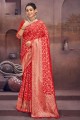 zari rouge,tissage sari en soie