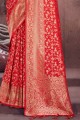zari rouge,tissage sari en soie