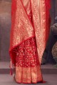 zari,tissage sari rouge en soie avec chemisier