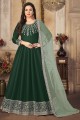 Costume pakistanais brodé Art Silk Green avec dupatta