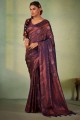 tissage de sari de soie en bleu