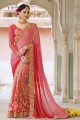 soie de couleur rose, sari net