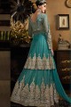 sarcelle couleur bleue net Anarkali costume 