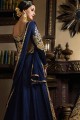 bleu marine couleur Banarsi costume Anarkali de soie
