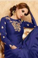 bleu marine couleur banglori costume Anarkali de soie