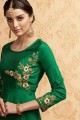 vert foncé couleur banglori costume Anarkali de soie