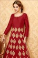 couleur rouge banglori costume Anarkali de soie