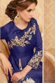 couleur bleu banglori costume Anarkali de soie