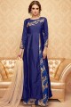 couleur bleu banglori costume Anarkali de soie