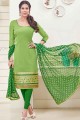 couleur verte Banarasi costume jacquard churidar