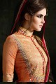 orange clair costume Anarkali de soie de couleur
