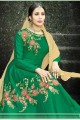 costume art couleur verte soie Anarkali