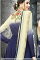 couleur bleu et blanc georgette & art costume de soie Anarkali