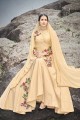 costume art couleur beige soie Anarkali