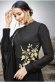 mousseline de couleur noire et l'art costume de soie Anarkali