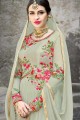 couleur menthe verte georgette & art costume de soie Anarkali