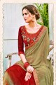menthe couleur verte et rouge georgette sari