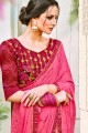 rose et beige couleur georgette sari