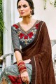 brun et gris georgette sari