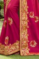 georgette de soie sari couleur foncée rose