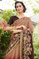 couleur brune georgette de soie sari