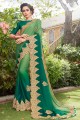 couleur verte et la sarcelle d'hiver en georgette de soie sari