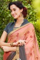 rose clair, gris georgette sari