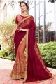 magenta, soie de couleur pêche, mousseline sari