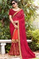 rose, couleur pêche georgette sari
