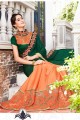 pin vert, couleur orange clair georgette sari
