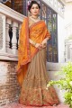 orange, georgette couleur brun clair, mousseline de soie sari