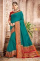 coton de couleur vert sarcelle saris en soie