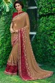 mousseline de couleur brun clair sari