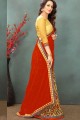 couleur rouge et jaune georgette sari