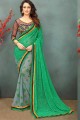 couleur verte et gris georgette sari
