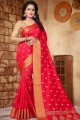 couleur rouge doux sari de soie