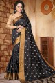 couleur noire douce sari de soie