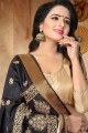 couleur noire douce sari de soie