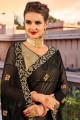 couleur noir et gris georgette sari