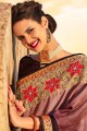 mauve et de couleur beige art saris en soie